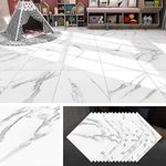 Livelynine Peel and Stick Floor Tiles White Marble 30X30CM 32 Pack Waterproof Vinyl Flooring Tiles Peel and Stick Tile Floor Tile Stickers for Bathroom Kitchen Flooring Lamiante