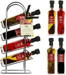 Kimm & Miller Luxury Olive Oil Food Gifts - Olive Oil Gift Set with 4 Infused Olive Oil & Balsamic Vinegar in Metal Rack - Italian Cooking Gifts & Chef Gifts for Women & Men