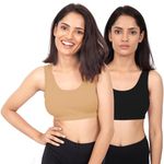 DChica Sports Bra for Women Broad Strap Full Coverage Non-Padded Bra, Cotton Wire-Free Everyday Teenager Bras for Womens & Girls, Perfect for Activewear, Gym Exercise, Yoga & Jogging (Pack of 2)