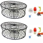 KUFA (CT50+CAS1) X2 2-Pack of CT50 Sports Foldable Crab Trap with Red/White Floats Harness Bait Bag