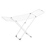 SONGMICS Clothes Airer, Foldable Clothes Drying Rack, Clothes Horse with Gullwings, Free-Standing Laundry Rack, Indoor Outdoor Use, Bed Linen Clothing, White LLR540W01