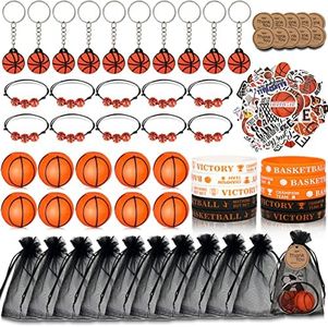 Basketball Party Favors Sets, Basketball Theme Party Supplies 110pcs, Mini Fidget Spinner Keychains Silicone Wristbands Bracelet Basketball Stickers Gift Bags for Birthday Party Decorations