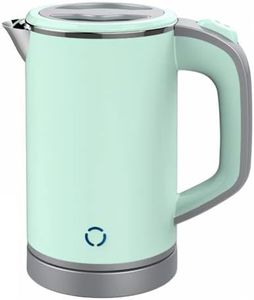 Small Electric Kettle 0.8L Mini Travel Tea Kettle Portable Hot Water kettle Stainless Steel Double Water Boiler Auto Shut-off Tea Heater for Camping, Travel, Office