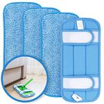 HOMEXCEL Microfiber Reusable Mop Pads Compatible with Swiffer Sweeper- Machine Washable Microfiber Mop Pad Refills for Household Cleaning-Floor Cleaning Mop Head Pads Work Wet and Dry-Pack of 4