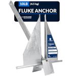 Five Oceans Boat Anchor - Fluke Anchor, 10 Lb, Galvanized Steel Boat Anchors, for Pontoon, Dinghies, Fishing Boats, Bass Boats, Sport Boats, Sport Yachts, Sailboats - FO3941