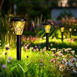 GIGALUMI Solar Lights Outdoor Garden, 12 Pack Solar Outdoor Lights Waterproof, New Upgraded Solar Lights for Outside for Pathway Patio Lawn Walkway and Landscape Warm White