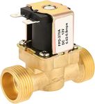 Water Valve, DC 12V G1/2 Electric Solenoid Valve Normally Closed 2 Way Brass Water Valve Magnetic Pressure Regulating Valve, Inlet Flow Switch Solenoid Valve for Water Control