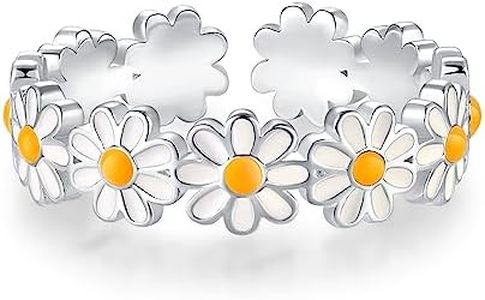 LOVPEPY Daisy Ring for Daughter&Mom, Cute Aesthetic Sunflower Ring for Women Teens You Are My Sunshine Flowers Stacking Rings for Girls 925 Sterling Silver Adjustable Bands Ring Jewelry, Non-Precious Metal, No Gemstone