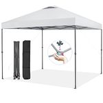 Tangkula 10x10 Ft Pop Up Canopy, 1 Person Set-up Instant Tent with Center Lock, Carry Bag, Rotatable Feet, 8 Stakes, 4 Ropes, Outdoor Canopy Tent for Beach, Camp, Patio, Market (White)