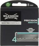 Wilkinson Sword Quattro Titanium Sensitive Refill Razor Blade Cartridges, 8 Count