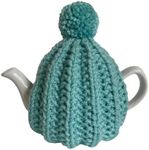 Small Aqua Blue Knitted Tea Cosy, Fits 1-2 Cup (450ml) Teapot