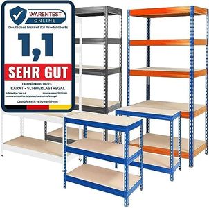 Karat Scaffale per carichi pesanti, scaffale ad incastro, ripiano di stoccaggio, banco da lavoro, carico massimo: 1250 kg, montaggio rapido e stabile (blu, 180 x 120 x 45 cm)