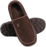 Zizor Men's Moccasin Slippers With Memory Foam, House Shoes for Indoor Outdoor (Coffee, Size 9)