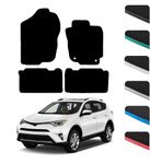 GCM - Car Floor Mats for Toyota RAV4 2013-2019 Full Coverage Floor Protection - Anti Slip & Fit Car Mat with Clips Easy to Clean Car Carpet for All-Weather- Black Edging, Carpet