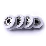 ATOPLEE 4pcs Round Groove Nylon Pulley Wheels Roller for Slide Gate/Angle Bar/Drawers, 8x30x10mm