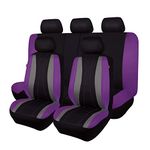 Flying Banner Universal Breathable Mesh Car Seat Covers Full Sets with Airbag Compatible (Black and Purple)