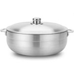 Alpine Cuisine 11-Quart Gourmet Aluminum Caldero Stock Pot, Cooking Dutch Oven Performance for Even Heat Distribution, Perfect for Serving Large & Small Groups, Riveted Handles, Commercial Grade