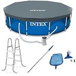 Intex 12 x 2.5 Foot Metal Frame Above Ground Pool with Filter and Accessories