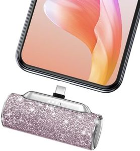 4smarts Mini Portable Charger USB C Small Power Bank 4500mAh, Bling Cute Battery Pack for iPhone 16 15 /Pro/Pro Max/Plus, Samsung Galaxy S24/S23/S22, Android Cell Phone etc, Shiny Pink