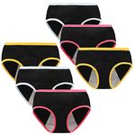 Anntry Teen Girls Cotton Underwear Menstrual Period Pants Leakproof Knickers Mid Waist Solid Panties for Teenage Age 10-18 (Pack of 6)(Must Wear with Pad or Tampon)