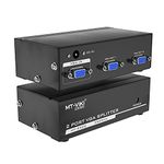 MT-VIKI 1x2 VGA Splitter 1 in 2 out, Mirror 1 VGA Video & Audio on Multiple HD Monitors Support Wide Screen 1920 x 1440 1080P 350MHz 45meters (1 PC to 2 Monitors)