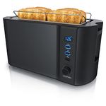 Arendo Frukost 4 slice long slot toaster, Double wall housing, with warming rack, 6 Browning settings, auto bread centring, Reheat Defrost Cancel function, Remaining time display