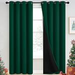 Yakamok 100% Blackout Curtains for Bedroom 84 Inch Length, Emerald Green Total Light Blocking Drapes with Black Backing, Thermal Insulated Solid Grommet Panels for Living Room, 52Wx84L, 2 Panels