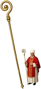 Nicky Bigs Novelties Adult Gold Saint Nicholas Shepherd Staff - Priest Pope Bishop Crosier Stick - Halloween Easter Costume Accessory Prop, Gold, One Size