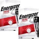 2 X Energizer Cr1632 3V Lthium Coin Cell Battery Dl1632 Car Keys Van Key Fob