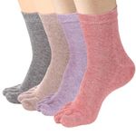 Women's Toe socks Cotton Crew Five Finger Socks For Running Athletic 4 Pack By Meaiguo(ABL)