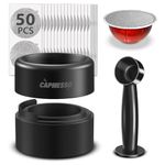 CAPMESSO Reusable Vertuoline Pod Refill Kit, 2024 Newest Design for Faster Seal Reusable Vertuoline Pods with Fill & Press Brush,50pcs Aluminum Lids for Vertuoline Pod (52, 50 Lids+1 Holder+1 Scoop)