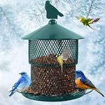 Metal Bird Feeders for Outdoors Hanging, Bird Feeder for Wild Birds,Squirrel Proof, Heavy Duty, Retractable, 4LB Large Capacity, Attracts Cardinals, Finches, Sparrows (Green)