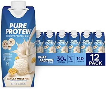 Pure Protein Vanilla Protein Shake, 30g Complete Protein, Vitamins A, C, D, and E plus Zinc to Support Immune Health, Ready to Drink and Keto-Friendly, 11oz Bottles, 12 Pack