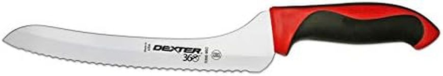 Dexter 9" Scalloped Offset Slicer, red Handle