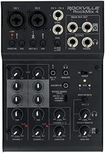 Rockville RockMix 4 Channel Mic/Instrument Pro Recording Mixer+USB Interface/EQ