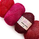 Retro-Glam Metallic Yarn, Super Soft & Shiny Acrylic for Knitting and Crocheting, Assorted Multi-Color Set, Bulk Size 4 Skeins, 1280yds/400g, 3 DK Weight/Light Worsted (Red Splash)