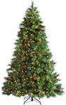 WeRChristmas Pre-Lit Portland Spruce Christmas Tree with 700 Chasing Warm LED Lights, Multi-Colour, 7.5 feet/2.25m