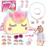 Unicorn Toys for Girls, Unicorn Bag with Jewelry Set Gift for 4 5 6 7 8 9 10 Year old Girl Gifts Birthday Gifts for Kids 5-12 Girls Gifts 8-12 Years Old Gifts for Girls Age 5 6 7 8 9 10