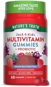 Kids Multivitamin Gummies with Probiotics | 60 Count | Vegetarian, Non-GMO, Gluten Free Supplement | Vitamin C, D3 & Zinc | Berry Punch Flavor | by Nature's Truth