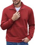 COOFANDY Men's Mock Neck 1/4 Zip Up Pullover Lightweight Long Sleeve Spring Autumn Winter Sweatshirts Wine Red