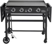 Royal Gourmet GB4001B 4-Burner Flat Top Gas Grill 52000-BTU Propane Fueled Professional Outdoor Griddle 36inch Backyard Cooking with Side Table, Black