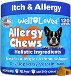 Well Loved Dog Allergy Chews - Dog Allergy Relief, Made in USA, Vet Developed, Hot Spot Treatment for Dogs, Dog Itch Relief, Anti Itch for Dogs, Dog Vitamins, Dog Skin Allergies Treatment, 120 Count