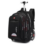 GUANGJUYUAN Rolling Backpack with Wheels for Adults, Waterproof Travel Wheeled Backpack on Wheels, Fit 17 Inch Laptop, black, 18.9 inches x 13.8 inches x 15 inches, Business