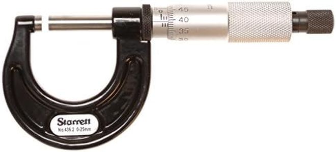 Starrett V436.1MXRL-25 Outside Micrometre, Ratchet Stop, Lock Nut, Carbide Faces, 0-25mm Range, 0.001mm Graduation, +/-0.001mm Accuracy