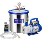 VIVOHOME 5 Gallon Vacuum Chamber with Pump Kit, Tempered Glass Lid Vacuum Pot with 3.5 CFM 1 Stage Pump, 304 Stainless Steel Degassing Chamber for Resin Casting Epoxy Wood Stabilization