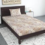 Divine Casa A- Quality Cotton Blend Single Bedsheet with 1 Pillow Covers for Single Bed | Bed Chadar - Sheepskin - Dry Leaf