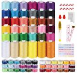 Agoer 700 Yard Bobbins Sewing Thread Set, 36 Colors Polyester Thread Spools, Longer Prewound Sewing Thread with Bobbins Case for Brother Singer Janome Overlock Sewing Machine