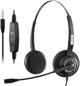 Arama Cell Phone Headset w/Lightweight Secure-Fit Headband, Pro Noise Canceling Mic and in-line Controls 3.5mm Headset for iPhone, Samsung, LG, HTC, BlackBerry Mobile Phone and iPad Tablets