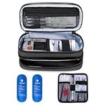 Yarwo Insulin Cooler Travel Case, Double-Layer Diabetic Travel Case with 2 Ice Packs, Diabetic Supplies Organizer for Insulin Pens, Blood Glucose Monitors or Other Diabetes Care Accessories, Black (Bag Only Patent Pending)