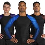 Sanabul Essentials Long Sleeve Compression Training Rash Guard for MMA BJJ Wrestling (Small, Blue), Blue, Small